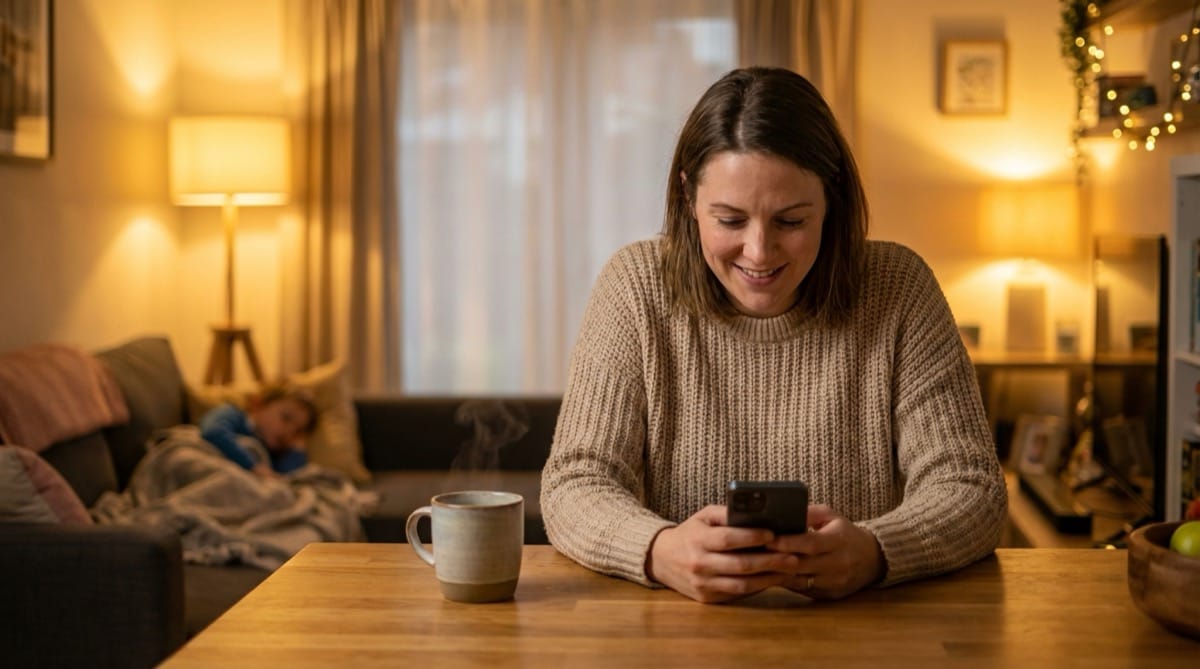 Alleinerziehende Mutter beim Online-Dating